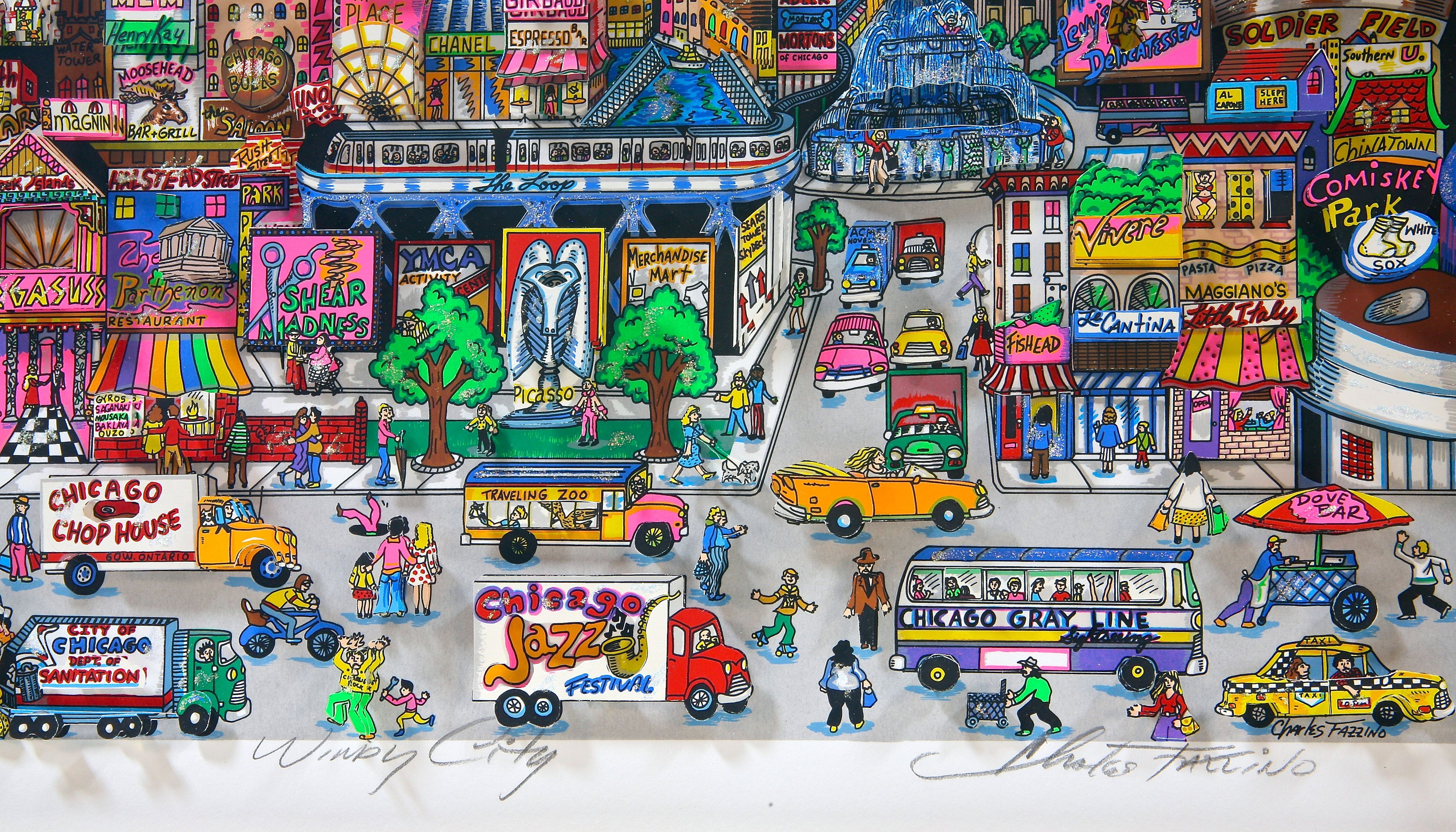 希少 チャールズ・ファジーノ 3Dアート「Windy City」シカゴ 250部 CHARLES FAZZINO - Windy City - Etsy