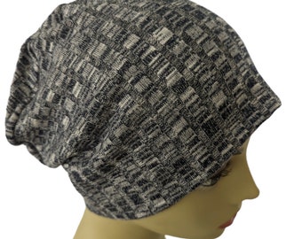 Chemo Cap, Cancer Beanie, Sleep Cap, Navy Blue, Gray, Great with Denim, bamboo super soft fabric, stretchy, Size Small, Medium and Large