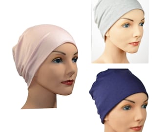 3 Organic Bamboo Buy2Get1 Free Cancer Hats-Chemo Cap, Cancer Beanie,Sleep, Casual, Pink, Gray, Navy Blue-Lot of 3, Soft, Small/ Medium,Large