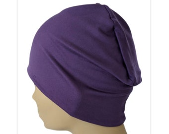 Chemo Cap, Cancer Beanie, Sleep, Casual, Eggplant, Purple, Bamboo, Soft, Comfy, Cozy Knit Small / Medium, Large Spring