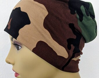 Chemo Cap, Cancer Beanie, Sleep Cap, Casual, Camouflage, Bamboo, super soft, Size Small, Medium and Large