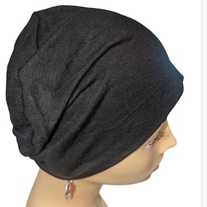 Bamboo Chemo Cap, Cancer Beanie, Sleep, Casual, Black, Spring, Summer Lightweight, Organic, Small / Medium, Large image 3