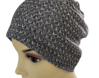 Chemo Cap, Cancer Beanie, Sleep Cap, Gray shades, bamboo super soft fabric, textured, stretchy, Size Small, Medium and Large