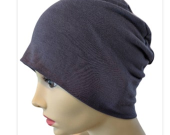 Chemo Cap, Cancer Beanie, Sleep, Casual, Dark Gray, All Season, Organic Bamboo, super soft, cozy, Small / Medium, Large