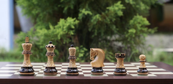 CLEARANCE SALE Hand Made and Burnt Mikhail Tal Chess Pieces in 