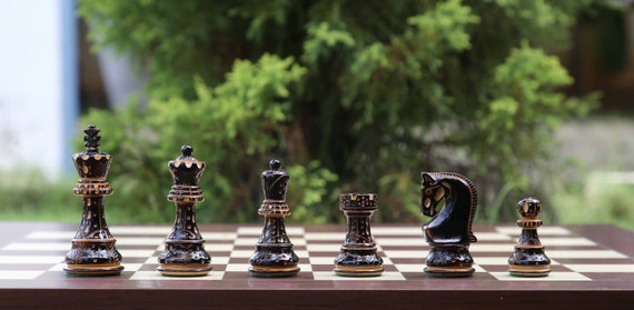 CLEARANCE SALE Hand Made and Burnt Mikhail Tal Chess Pieces in 