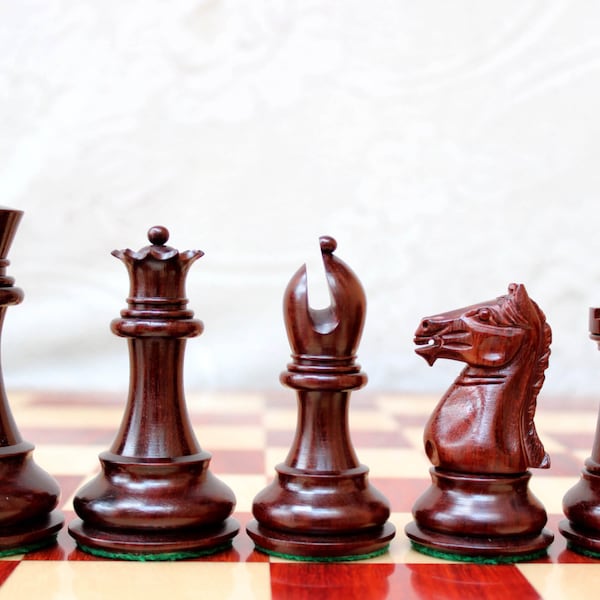 CLEARANCE SALE Hand made Centurian Chess Pieces in African Padauk and Boxwood- 4.0"