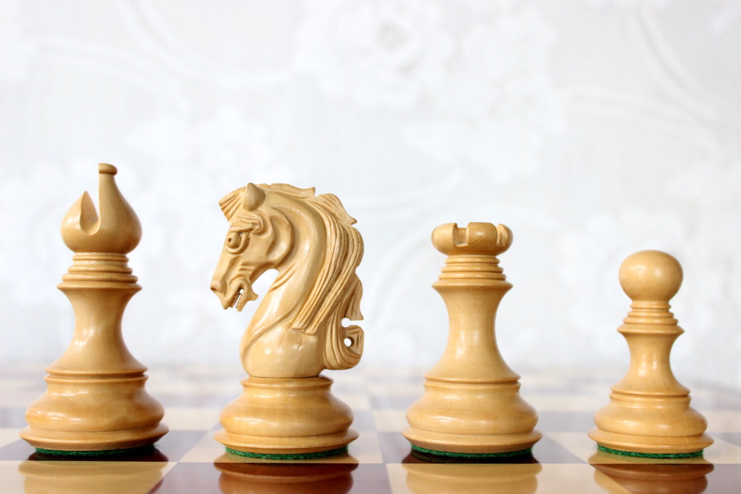 Combo of Paperweight Rook, Bishop & Pawn Chess Pieces in Box Wood & Bud  Rosewood - 4.52