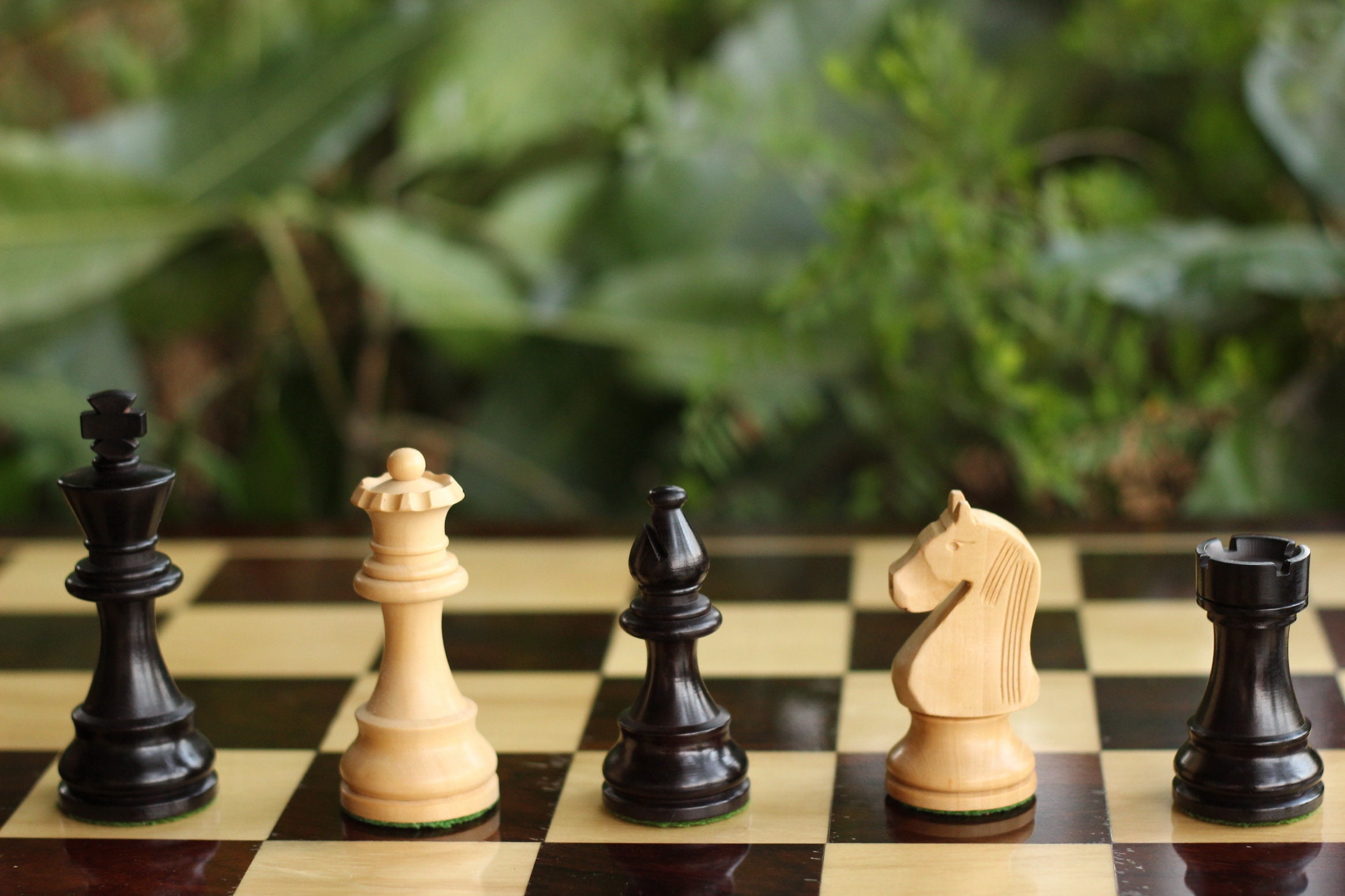 Downhead German Staunton Chess Pieces Ebonised Boxwood 3 