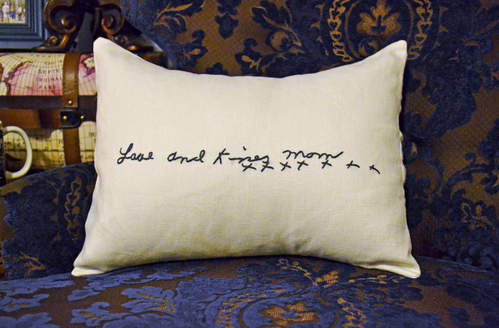 Custom Handwriting Pillow Cover Hand Embroidery Remembrance Gift Stitched Memorial Pillowcase