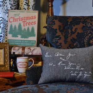 Custom Handwriting Gift Personalized Embroidery Pillow Mother Gift Loss Hand Stitched Remembrance Gift Sentimental Keepsake Engagement Gift