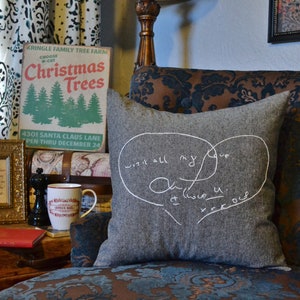 Custom Handwriting Gift Loss Embroidery Pillow Cover Actual Handwriting Memorial Keepsake Bereavement Gift for Women Christmas Stitch Design