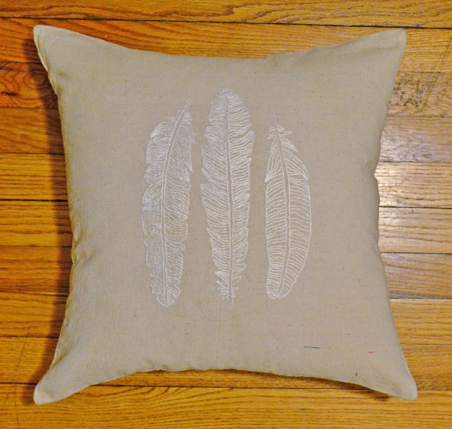 Feather Pillow Cover Hand Embroidery Linen Pillow Sham Hipster Etsy