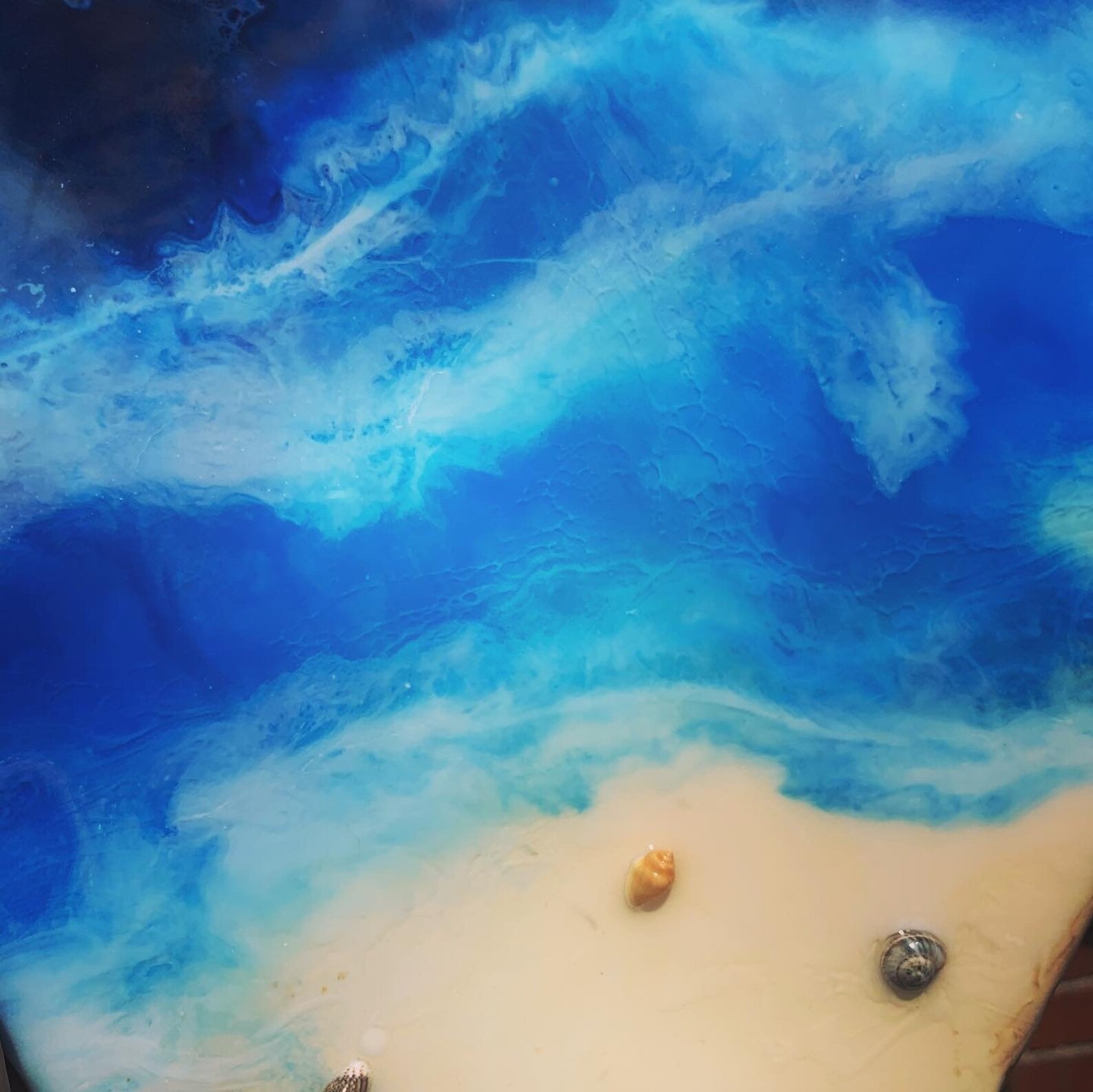 Hexagon Mixed Media Ocean Beach Scene Resin Painting With Etsy