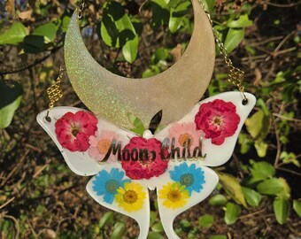 Moon Child Rainbow Holographic Moon Luna Moth Wall Hangers