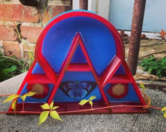 Flower Of Life Mountain Shelf, Resin Art, Moth, Dried Flowers