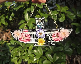 Small Maat Wallhanger, Metatrons Cube, Dried Flower Art