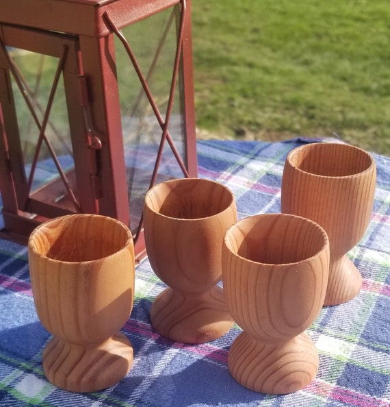 Wood Cups Set of 4 Collectible & Usable Redwood Etsy