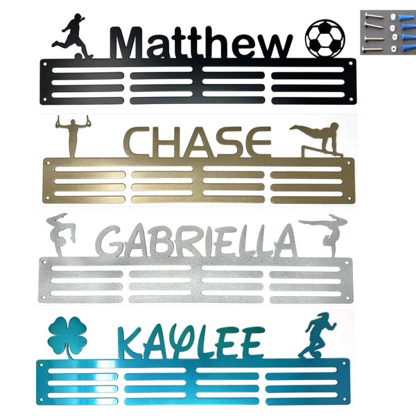 20" Personalized medal hanger / holder, steel , text, color, image