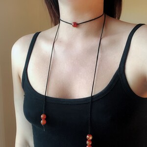 Wrap Necklace in Carnelian.  Extremely versatile with many ways to wear. Gift for daughter, friend,  girlfriend.