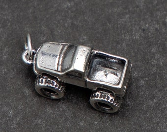 STERLING SILVER 3D Monster Truck Charm for Charm Bracelet