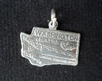STERLING SILVER State of Washington Charm for Charm Bracelet