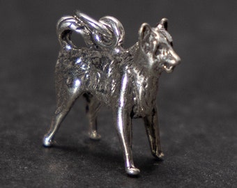 Dije de perro Border Collie en plata de ley 3D para pulsera de dijes