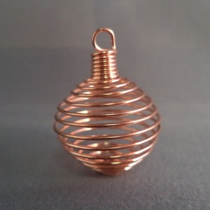 25mm Copper Tone Spiral Bead Cage for Beads, Crystal or Stone.