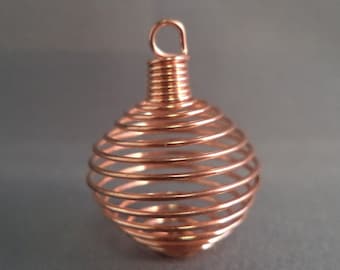 25mm Copper Tone Spiral Bead Cage for Beads, Crystal or Stone.