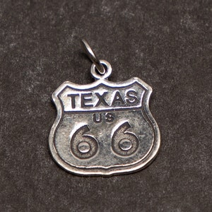 STERLING SILVER Texas Route 66 Charm for Charm Bracelet image 1