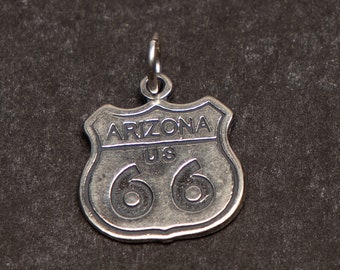 STERLING SILVER 3D Route 66 Arizona Charm for Charm Bracelet