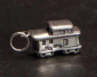 STERLING SILVER 3D Caboose Charm for Charm Bracelet