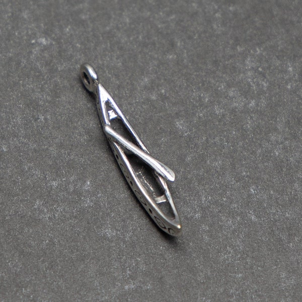 STERLING SILVER 3D Canoe Charm for Charm Bracelet