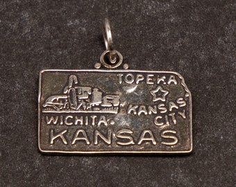STERLING SILVER State of Kansas-bedel voor armband of ketting