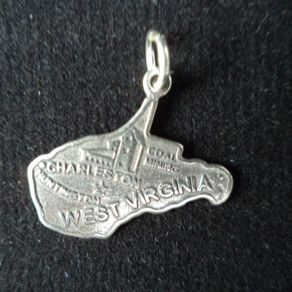 STERLING SILVER State of West Virginia Charm for Charm Bracelet