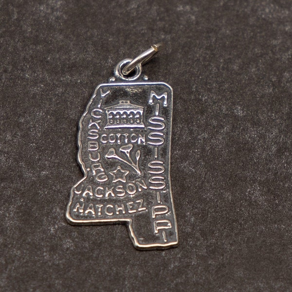 STERLING SILVER State of Mississippi Charm for Charm Bracelet