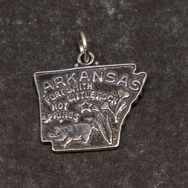 STERLING SILVER State of Arkansas Charm for Charm Bracelet