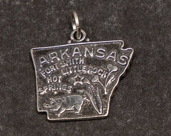 STERLING SILVER State of Arkansas Charm for Charm Bracelet