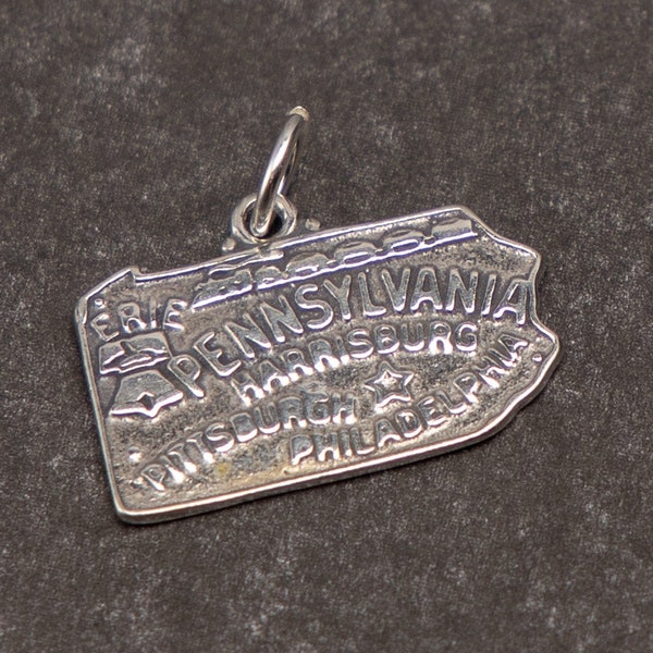 STERLING SILVER State of Pennsylvania Charm for Charm Bracelet