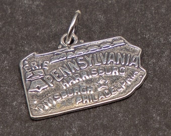 STERLING SILVER State of Pennsylvania Charm for Charm Bracelet