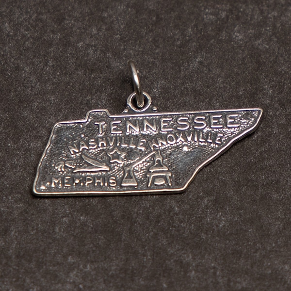 STERLING SILVER State of Tennessee Charm for Charm Bracelet