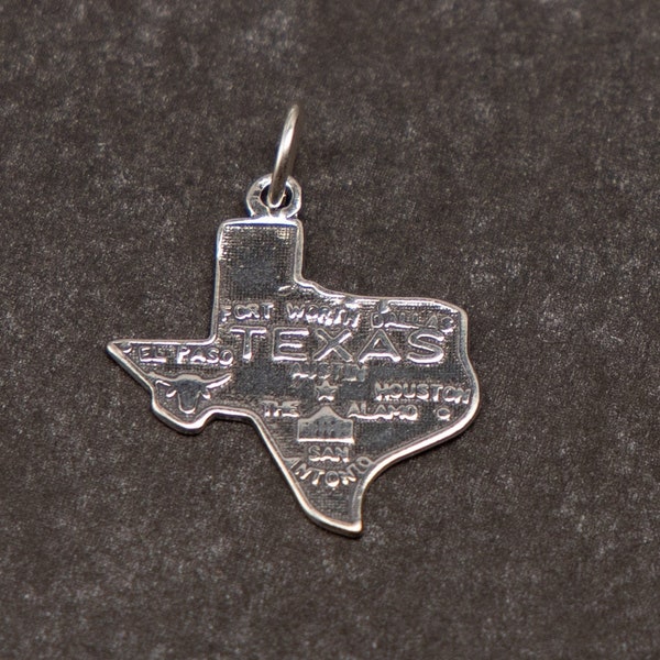 STERLING SILVER State of Texas Charm for Bracelet or Necklace
