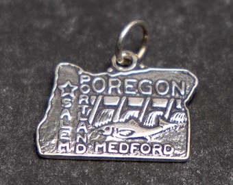 STERLING SILVER State of Oregon Charm for Charm Bracelet