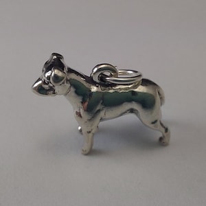 STERLING SILVER 3D Pit Bull Charm for Charm Bracelet