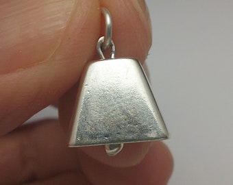 STERLING SILVER 3D Cow Bell Charm for Charm Bracelet