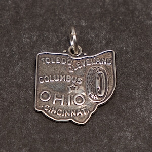 STERLING SILVER State of Ohio Charm for Charm Bracelet. Ohio Charm, Ohio Pendant, Cleveland Charm, Cincinnati Charm, Columbus Charm