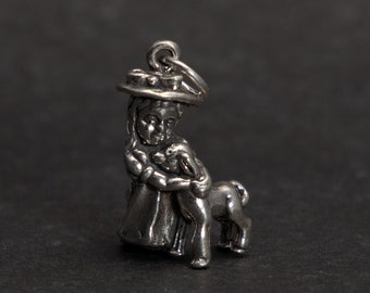 STERLING SILVER 3D Mary with Little Lamb Charm for Charm Bracelet