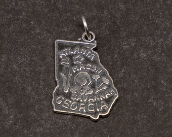 STERLING SILVER State of Georgia Charm for Bracelet or Necklace
