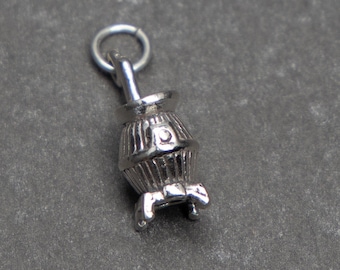 STERLING SILVER Pot Belly Stove Charm for Charm Bracelet