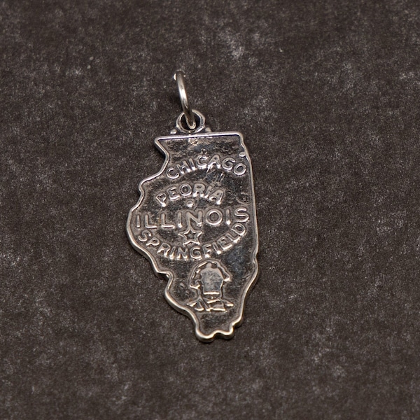 STERLING SILVER State of Illinois Charm for Bracelet or Necklace